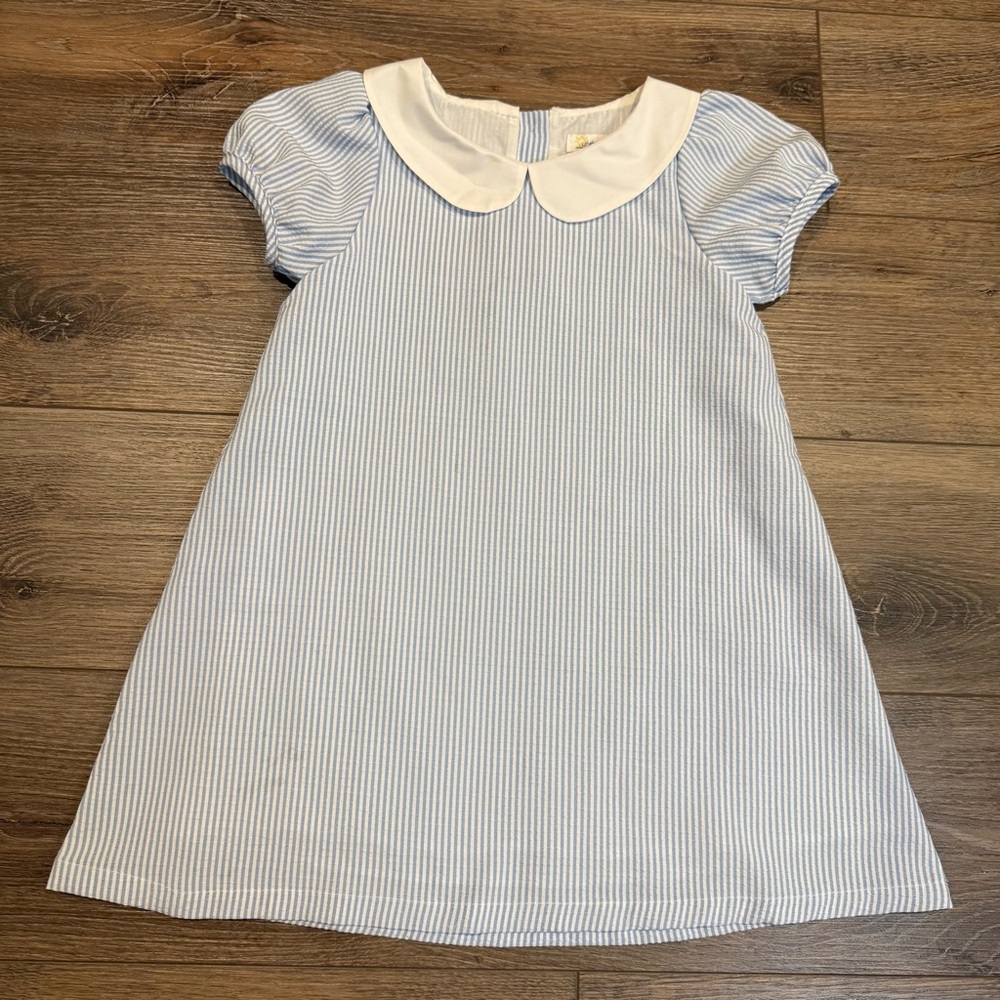 Sunshine Swing Classic Light Blue Striped Peter Pan Collar Dress for Girls